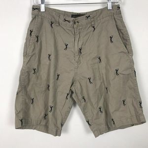 American Heritage Dawson Brooks Mens Khaki Shorts Embroidery Golfers Size 30